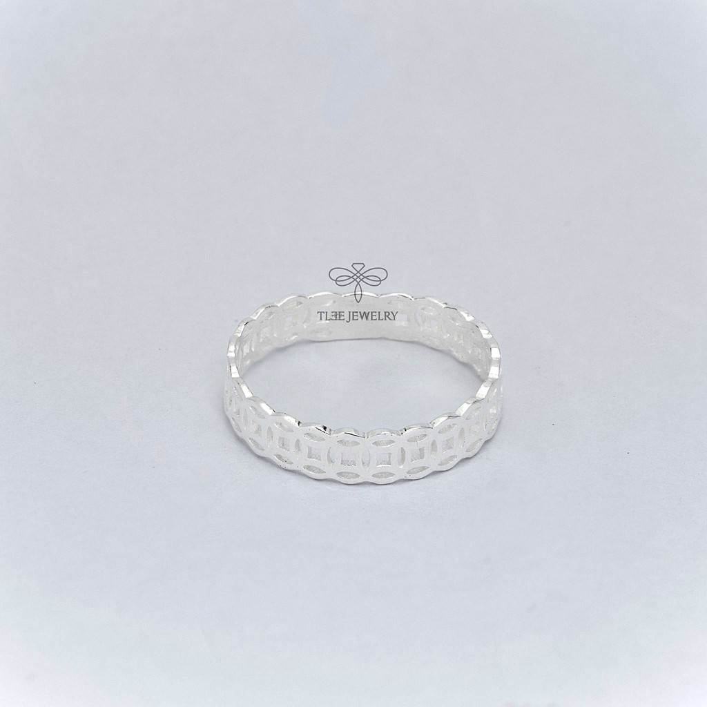 Nhẫn bạc Tlee, nhẫn kim tiền trơn basic- TleeSilver