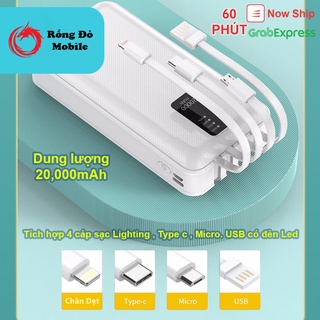 Sạc dự phòng SD DESIGN G02 dung lượng 20000 mAh 4 đầu ra USB Chân Dẹt Type C Micro chính hãng bảo hành 12 tháng