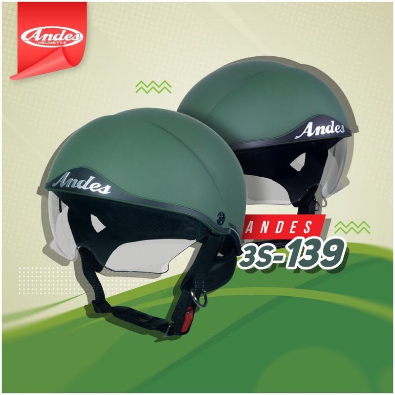 NÓN ANDES 3S 139 KÍNH DẤU MÀU XANH RÊU NHÁM CHÍNH HÃNG .