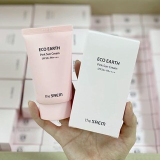 Kem chống nắng nâng tông da The Saem Eco Earth Power Pink Sun Cream SPF50+ PA++++