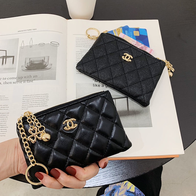 Ví Đựng Tiền Xu / Chìa Khóa / Son Môi Chanel Siêu Mỏng Cao Cấp Có Khóa Kéo Cho Nữ