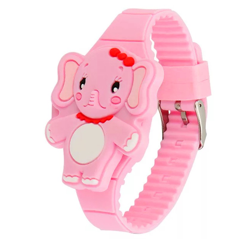 Đồng hồ đèn LED cho bé gái hình chú voi cute dây silicon xinh xắn BBShine – DH007