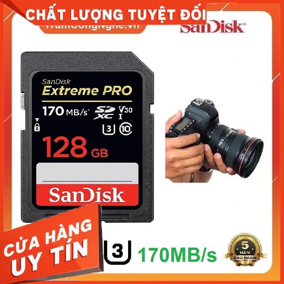 Thẻ Nhớ Máy Ảnh SDXC SanDisk Extreme Pro U3 V30 128GB 170Mb/s - Tốc độ siêu cao | BigBuy360 - bigbuy360.vn