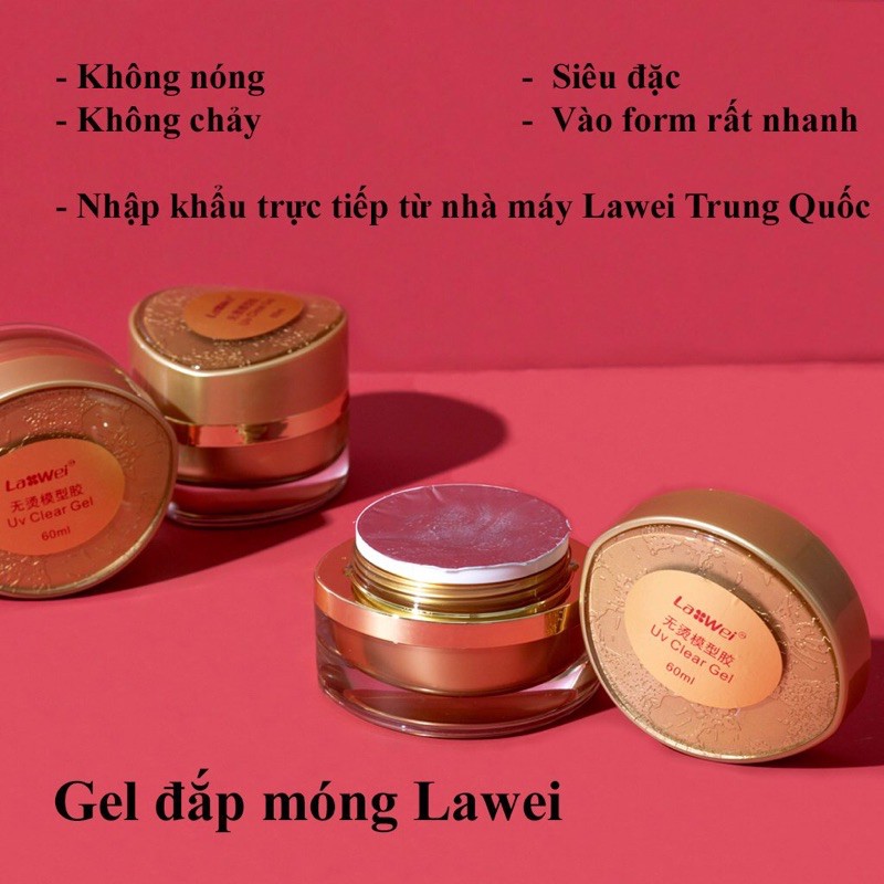 Gel đắp móng Lawei chính hãng (60ml) - Gel lạnh đắp móng loại xịn không chảy, đậm đặc, vào form rất nhanh