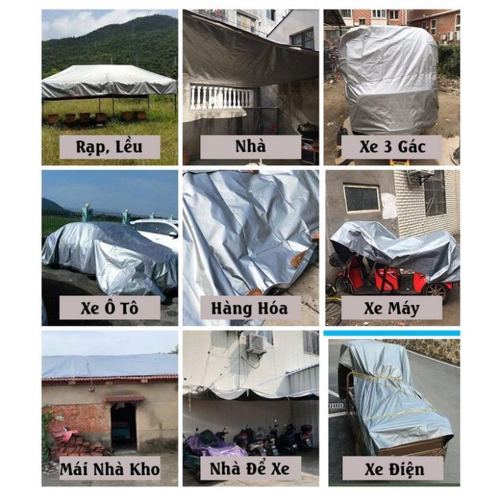 Bạt Che Nắng Mưa Đa Năng - May Viền Đóng Khoen Sẵn - Chống Thấm Nước - Kích Thước 2x4
