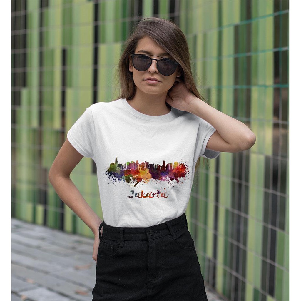 Áo thun Nữ in hình jakarta hiện đại - Cotton Thun - Phong Cách Dẽ Thương - Cá Tính Và Đẹp