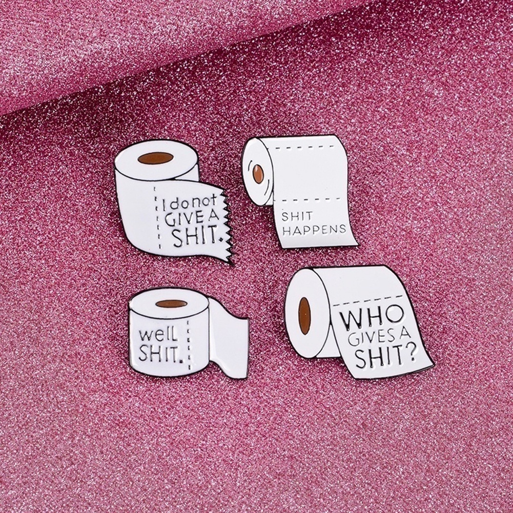 Ghim cài quần áo tráng men thiết kế cuộn giấy in chữ ngộ nghĩnh làm quà tặng trang sức