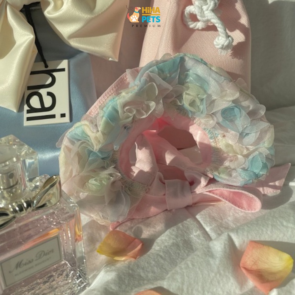 Nón Cho Chó Mèo Hoa Hồng Di Or Hàn Quốc Mẫu Cao Cấp Quần Áo Thú Cưng Thiết Kế Thời Trang Hiha Pets.