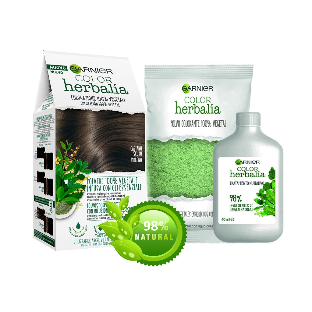 [Màu nâu 80g] Bột lá nhuộm tóc 100% thảo mộc tự nhiên Garnier Color Herbalía