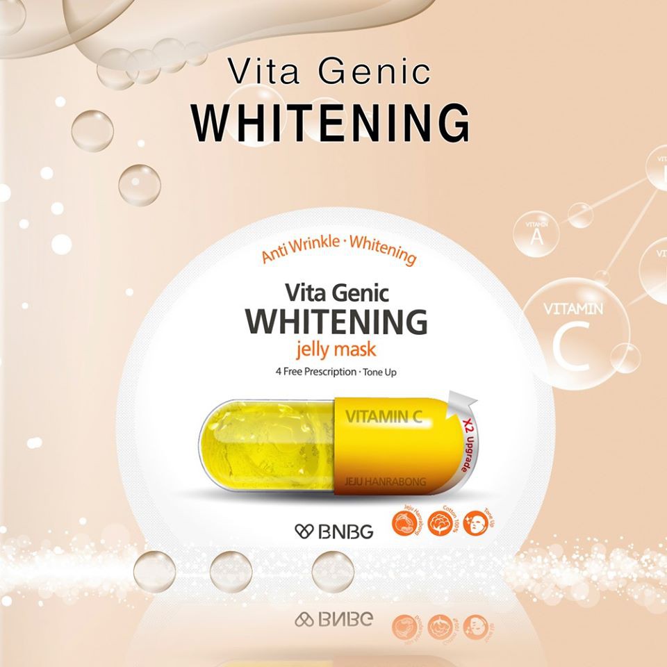Combo 5 Mặt nạ giấy dưỡng da trắng sáng và làm đều màu da BNBG Vita Genic Whitening Jelly Mask (Vitamin C) 30ml x 5