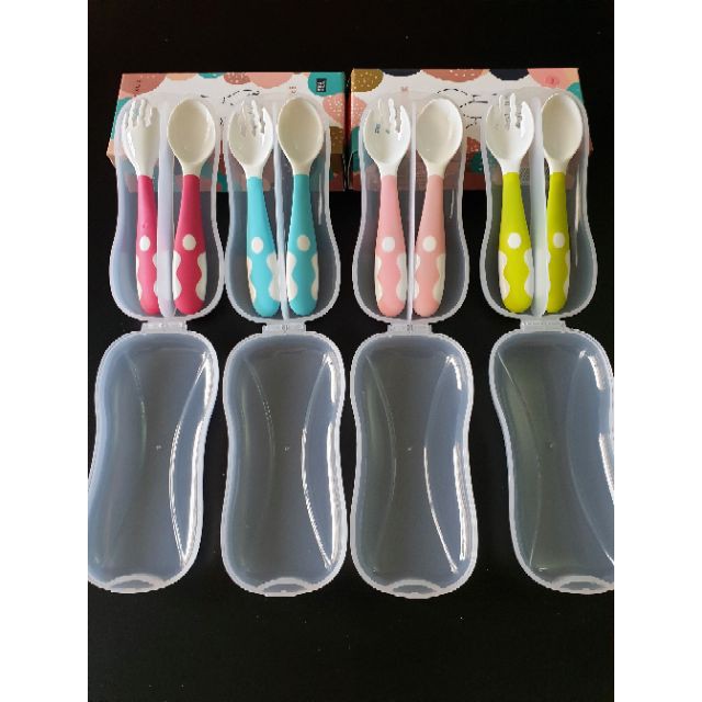 [Hot] [Có hộp đựng] bộ thìa dĩa ăn dặm uốn dẻo mọi tư thế