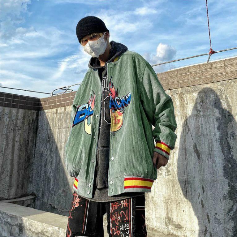 áo khoác bomber chất nhung dày dặn áo khoác bóng chày dành cho nam nữ form rộng phong cách ulzzang VN02 | BigBuy360 - bigbuy360.vn