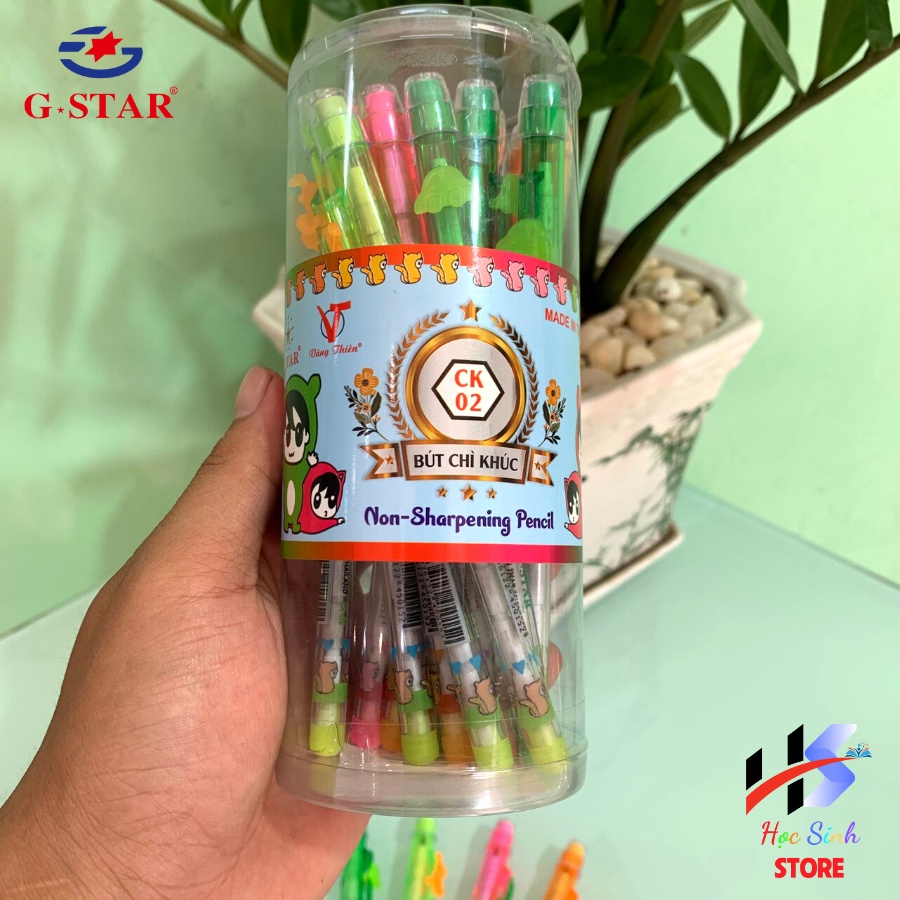 Combo 10 cây bút chì khúc Thái Lan GSTAR CK2 nhiều màu ruột chì 2B ngòi thanh mảnh