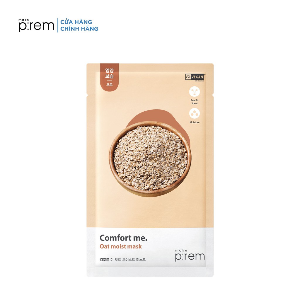 Mặt nạ giấy yến mạch dưỡng ẩm Make P:rem Comfort me. Oat moist mask 25ml