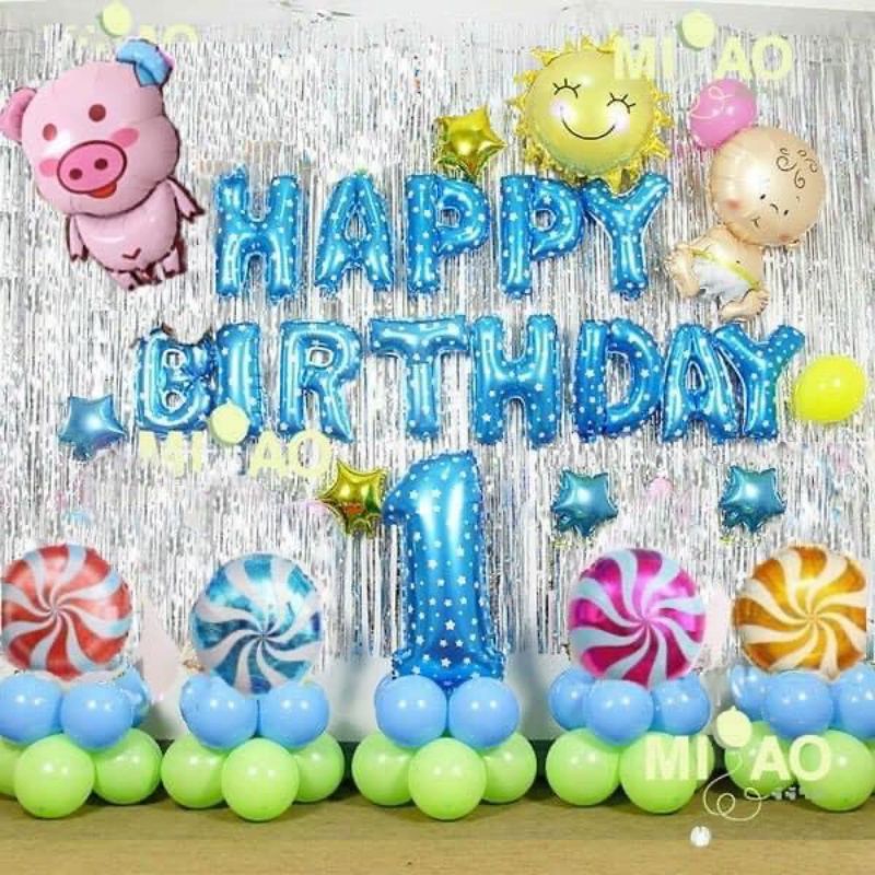 Bộ bóng bay❤️sinh nhật Tuổi Heo❤️ tuổi lợn cho bé