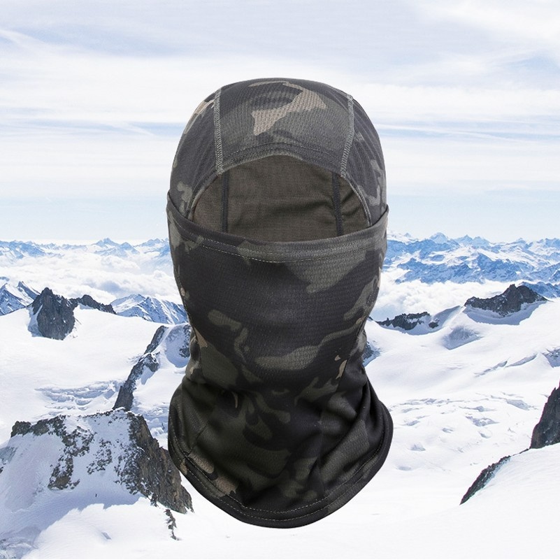 Mũ Trùm Đầu Kiêm Khăn Choàng Cổ Che Phủ Toàn Diện Giữ Ấm Mùa Đông Họa Tiết Rằn Ri