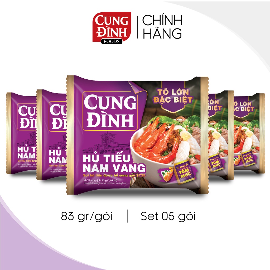 Hủ Tiếu Nam Vang Cung Đình Gói 83gr, set 5 gói