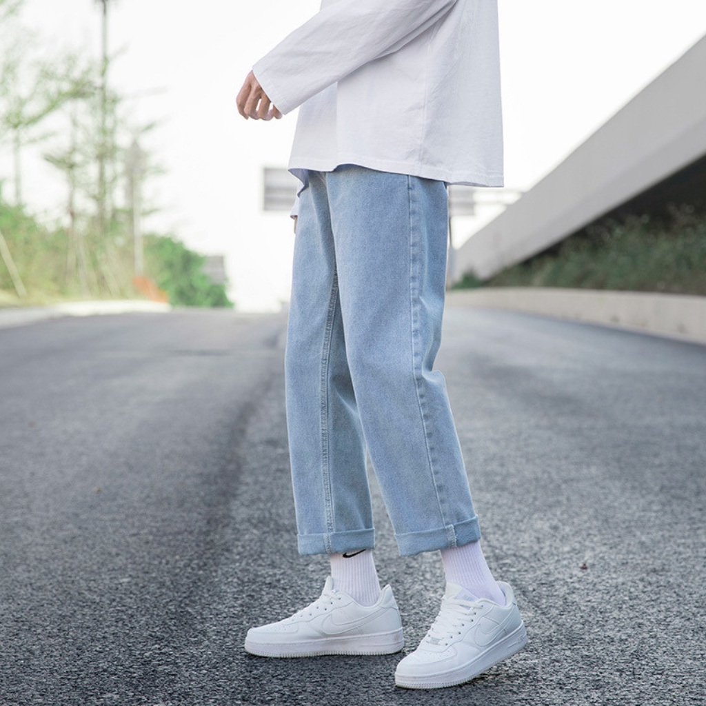 Quần jean bò baggy Basic ống suông rộng nam A.M Clothes -  phong cách Hàn Quốc Ullzang thời trang đường phố 2022