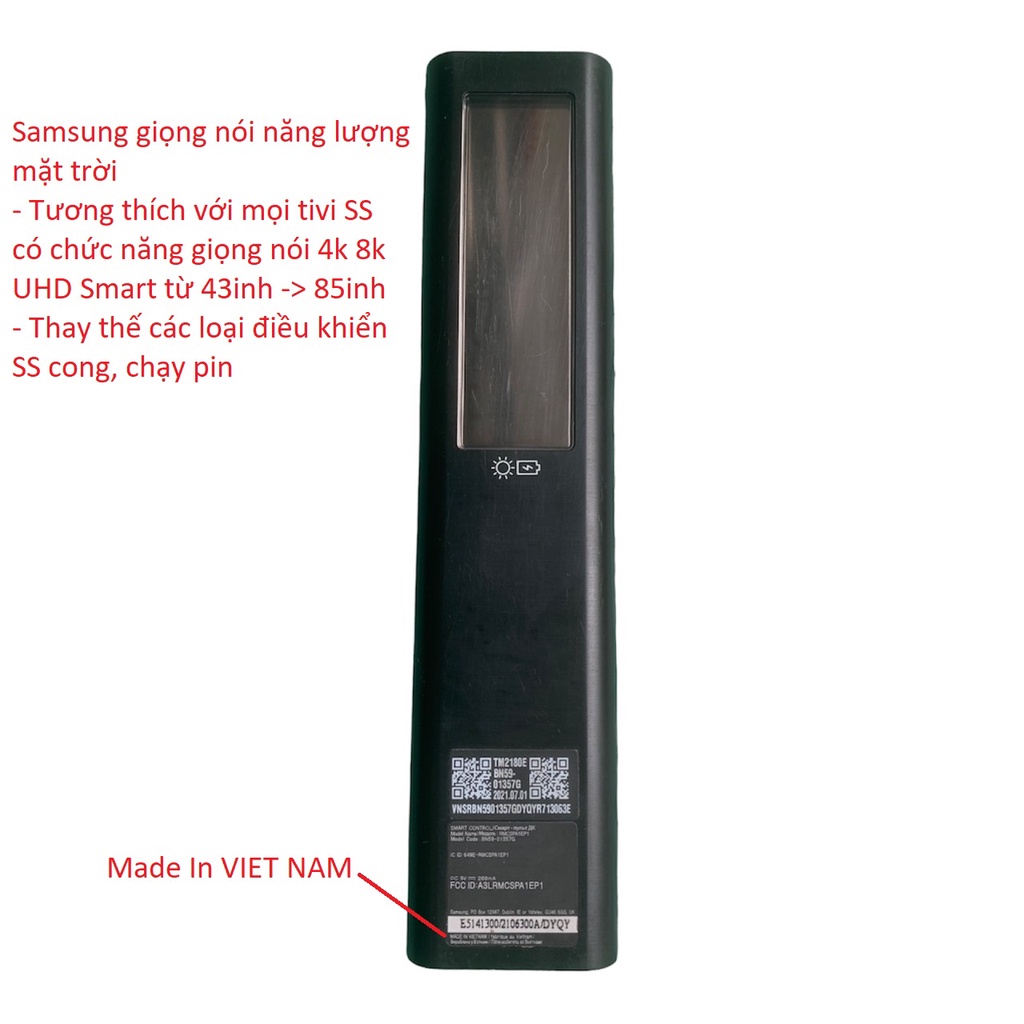 Điều khiển tivi Samsung giọng nói năng lượng mặt trời chính hãng, remote samsung hàng zin theo TV