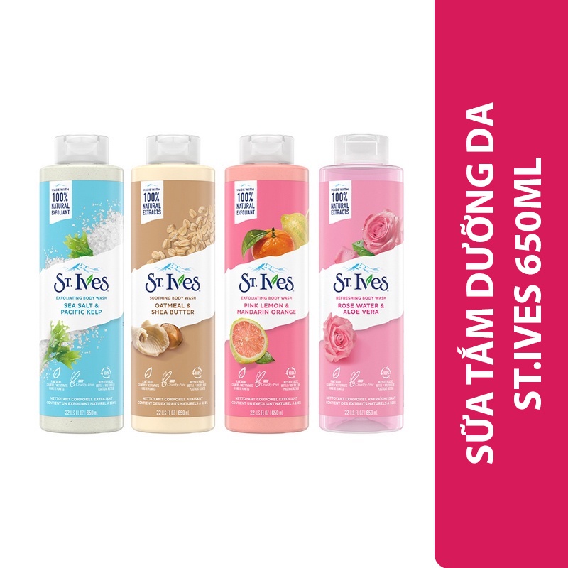 Sữa tắm dưỡng da St.Ives, Sữa tắm tẩy da chết St.Ives 650ml - Mỹ