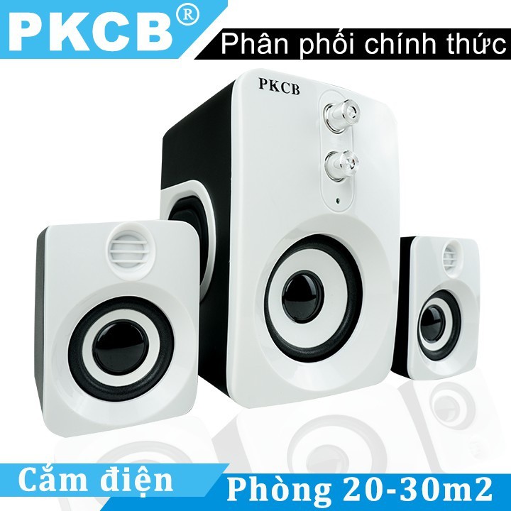 [Mã ELHACE giảm 4% đơn 300K] Loa máy tính laptop giá rẻ có dây bass PKCB 201 speakers PF94 Màu Trắng