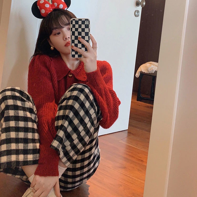 Áo Khoác Len Cardigan Màu Đỏ Phong Cách Giáng Sinh Thời Trang Thu Đông Mới 2022 Cho Nữ