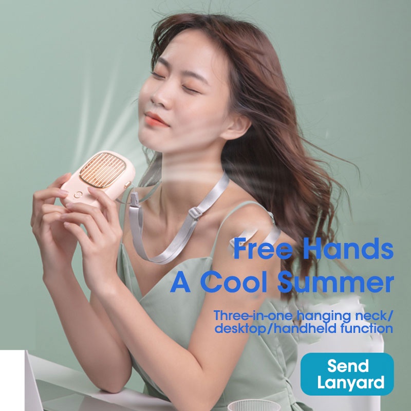Nocclili Quạt đeo cổ Quạt cầm tay Đa chức năng Quạt treo cổ ba trong một quạt để bàn pin lớn 2000 mAh quạt gió siêu êm
