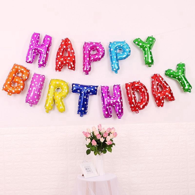 Bong Bóng 16 Inch Chữ Happy Birthday Dùng Trang Trí Tiệc Sinh Nhật