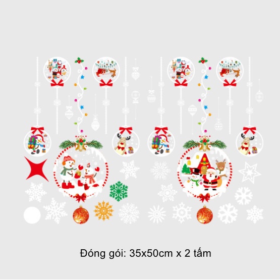 Decal dán tường Noel Hít Tĩnh Điện không Dơ Kính -