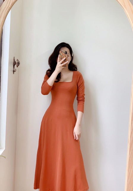 ⚡️BÁN SỈ⚡️Đầm cotton zip cổ vuông dài tay 3 màu | BigBuy360 - bigbuy360.vn