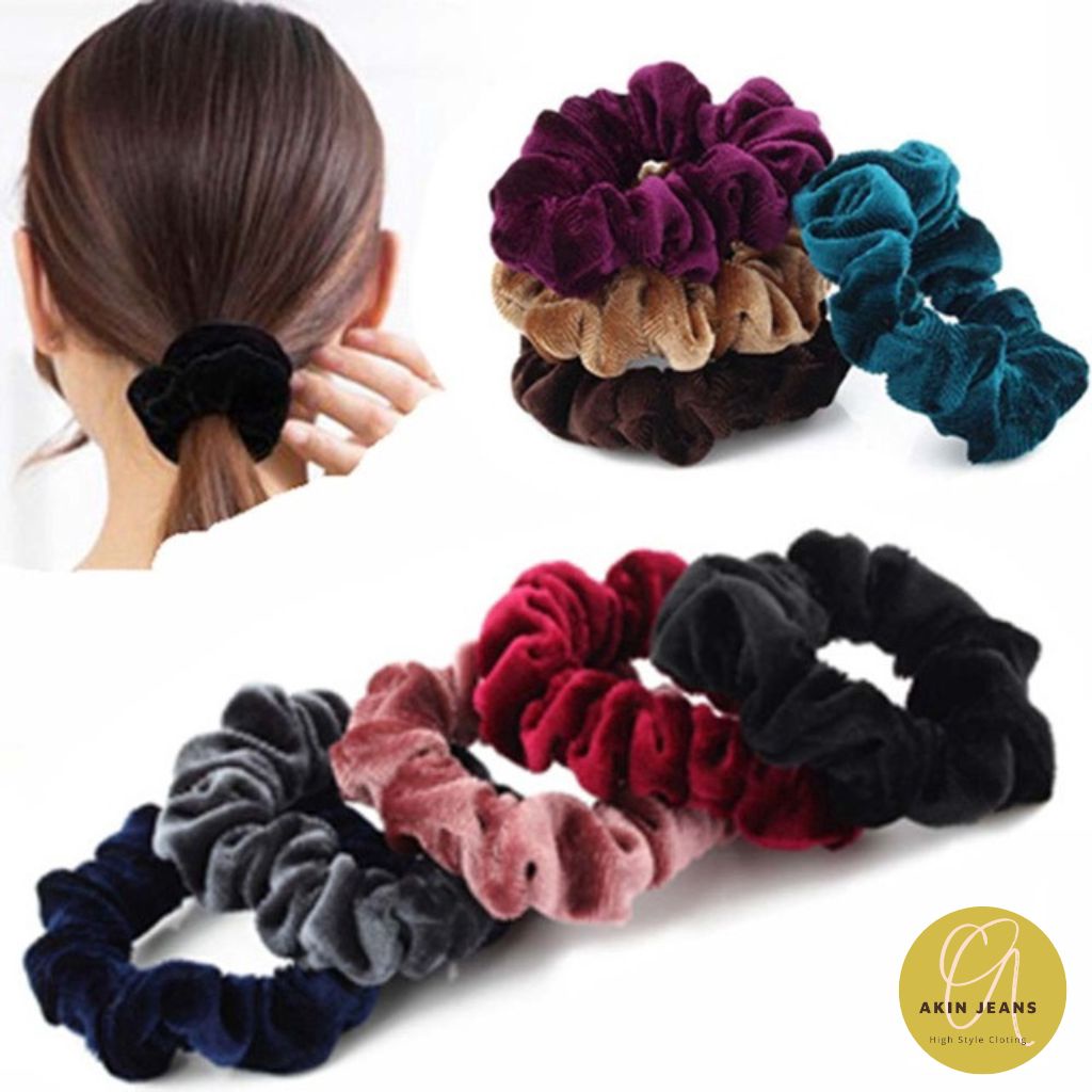 Dây Buộc Tóc Scrunchies Họa Tiết Thời Trang Nữ Tính, Cột Tóc Scrunchies Dễ Thương Giá Rẻ Shop Akin Jeans Qc