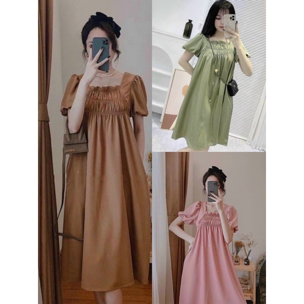 Váy bầu thời trang thiết kếTkutrangStyle - Thời Trang cho người có thai chất lụa hàn có size từ 45 đến 70kg