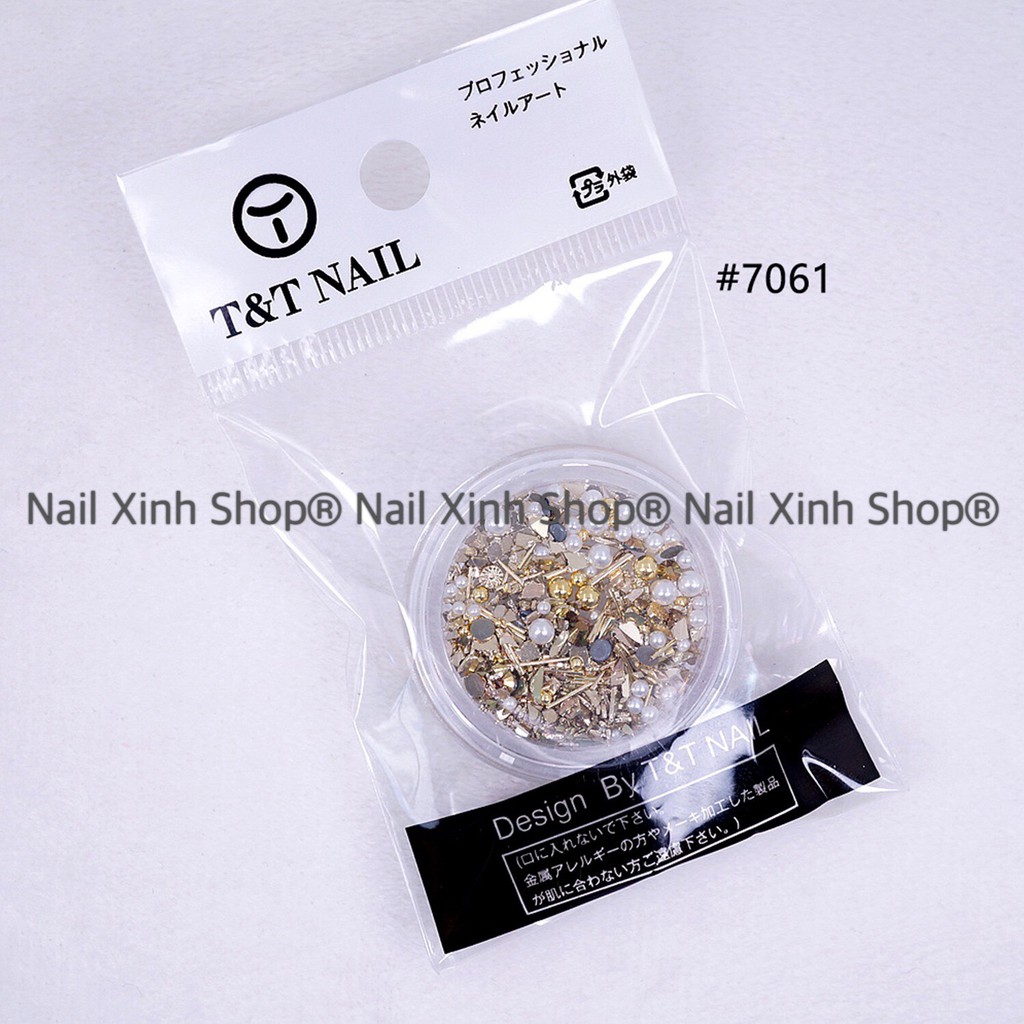 Hủ mix đá nail,xà cừ hạt,charm... phong cách Nhật, phụ kiên nail cao cấp, phụ kiện nail hot