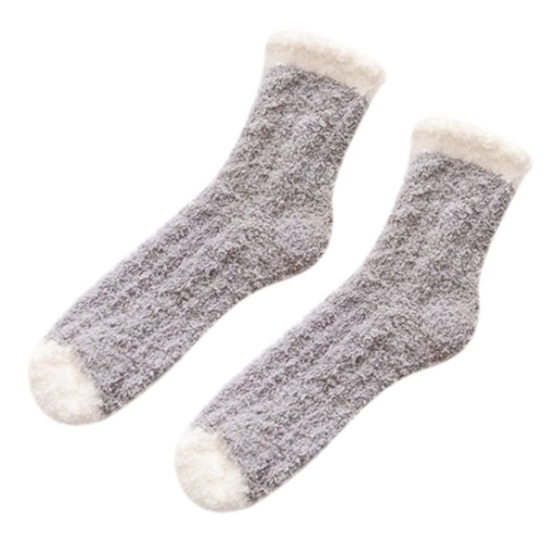 Youyo Vớ Nhung San Hô Dệt Kim Dày Dặn Màu Kẹo Trơn Nhật Bản Cho Nữ Vào Mùa Đông