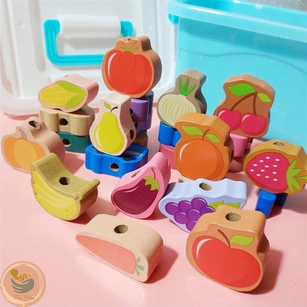 Bộ Luồn Xâu Chữ Cái, Số Và Phương Tiện Giao Thông Bằng Gỗ Cho Bé Sáng Tạo 64 Chi Tiết Shop Mẹ Mốc, L64CT