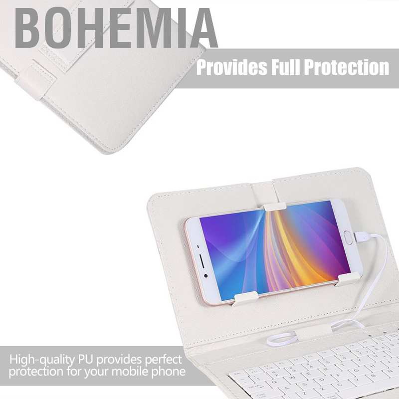 Bao Da Kèm Bàn Phím Phong Cách Bohemia Cho Điện Thoại Android