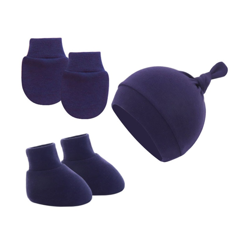 Set 3 Món Nón + Găng Tay + Vớ + Găng Tay Cotton Dễ Thương Cho Bé