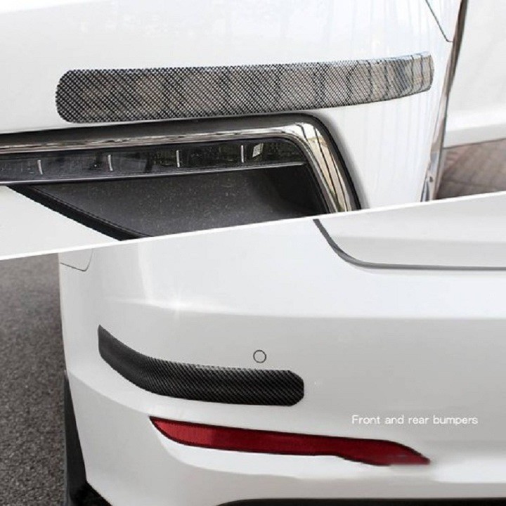 Nẹp cao su vân cacbon ốp dán trang trí và chống va đập trầy xước ô tô cuộn 2,5 mét