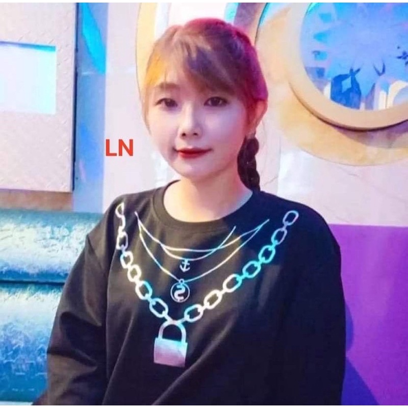 Áo vòng cổ xích khoá tráng gương bo gấu DA6