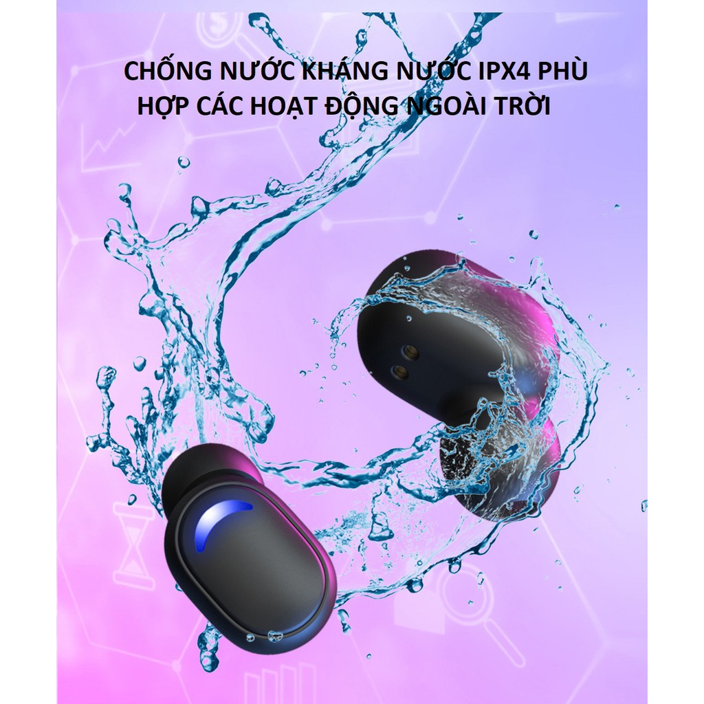 Tai  nghe Bluetooth E10 MiPods V5.1 kết nối tự động 2 tai âm thanh vòm 8D Hifi, tai nghe game