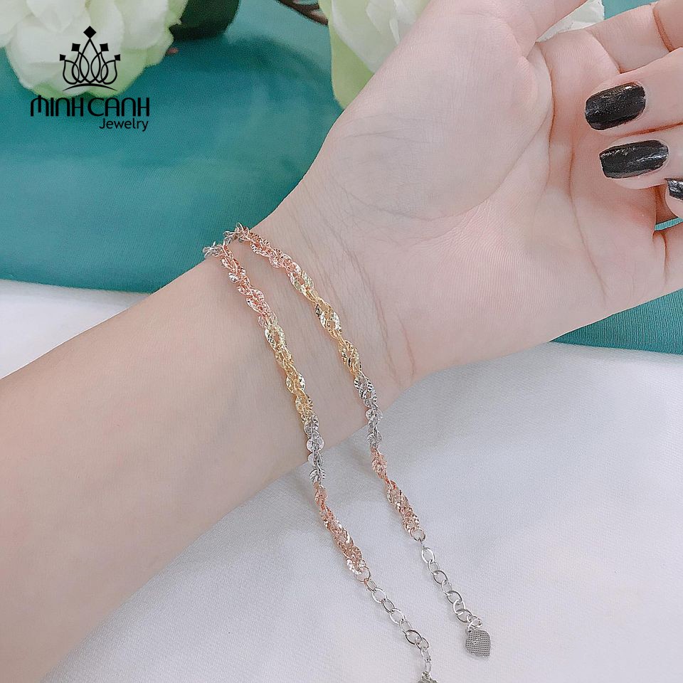 Lắc Tay Bạc Minh Canh Jewelry - Mắt Xích Xi 3 Màu