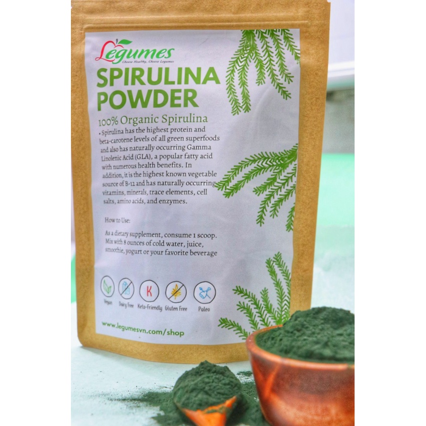 Bột Tảo Xoắn Spirulina Nguyên Chất - Thực Phẩm Bổ Sung Dinh Dưỡng, Giàu Protein và Vitamin