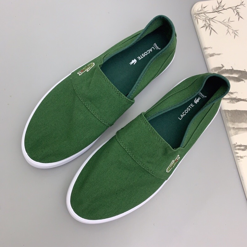 Giày lười vải nam màu xanh lá siêu hiếm đế cao su dẻo lacoste
