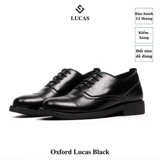 Giày tây nam, giày nam cổ thấp da bò Oxford Lucas Black