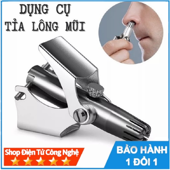 Dụng cụ tỉa lông mũi bằng thép không gỉ, lưỡi bén cắt không đau,  có hộp sắt và chổi vệ sinh đi kèm