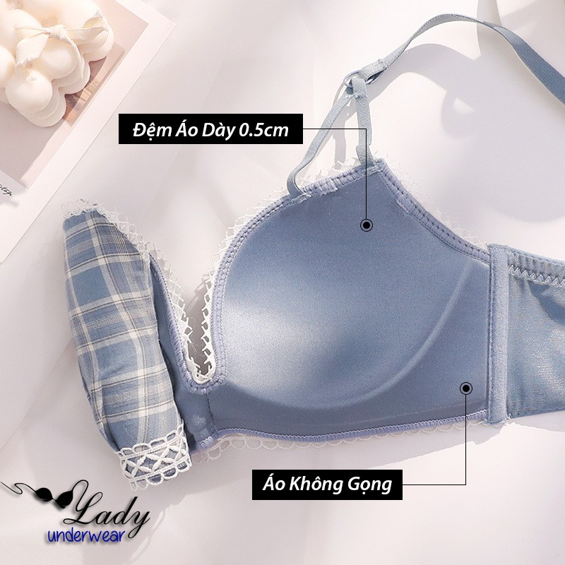 Bộ Đồ Lót Nữ Cotton Cao Cấp Phong Cách Nhật Bản, Set Đồ Lót Nữ Không Gọng Kẻ Caro Sexy New Arrivals 2021 | BigBuy360 - bigbuy360.vn