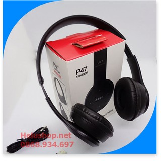 Tai nghe bluetooth không dây chụp tai P47 cho điện thoại iphone,samsung,sony…giá rẻ - Có mic,khe cắm thẻ nhớ,FM