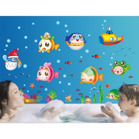 Decal dán tường cá ngộ nghĩnh 01