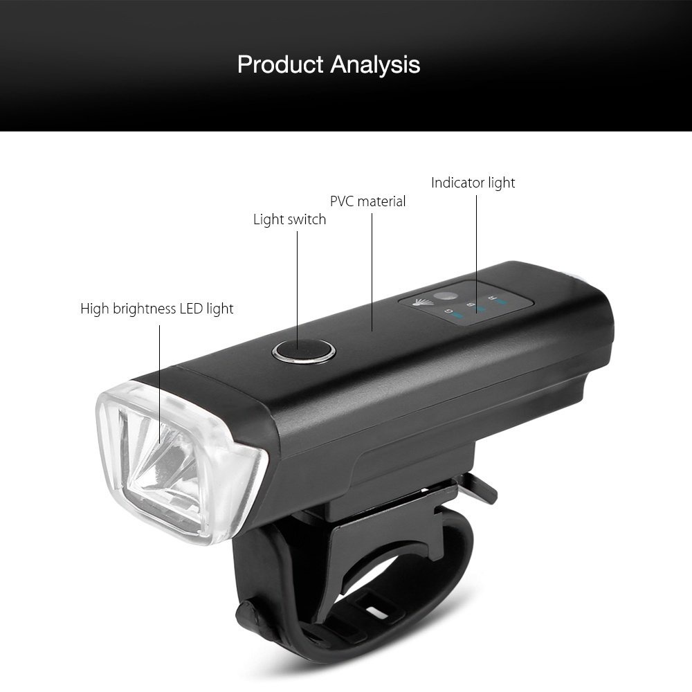 Đèn trước xe đạp siêu sáng, sạc USB HJ-047 - PN047 - đèn 047 đen