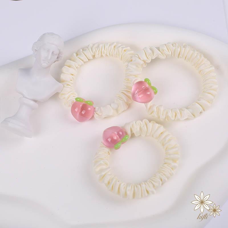 Dây Buộc Tóc In Họa Tiết Quả Đào Thời Trang Cho Nữ